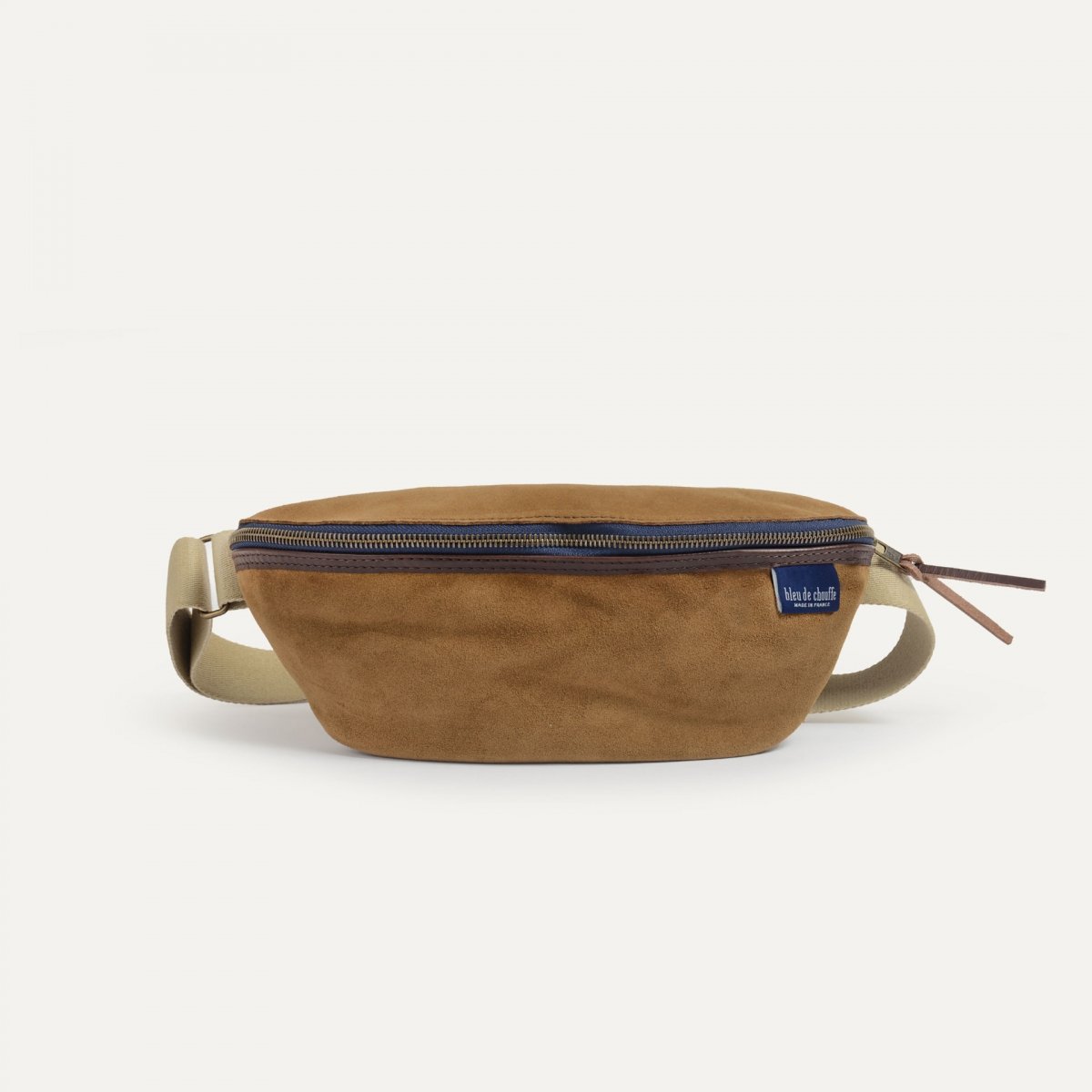 bleu de chauffe Sac Banane New Beat / Cuir Velours - Tabac