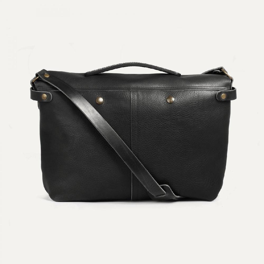 Bleu De Chauffe Sac Besace Lucien - Noir - Sac Cartable Cuir Homme - Sac Bandoulière - Made In France