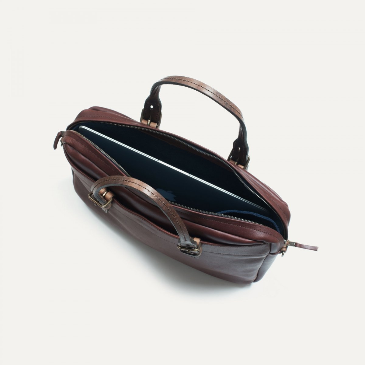 Bleu De Chauffe Sac Business Folder - Tourbe - Sac Ordinateurs Sac Porte Document Cuir Homme - Made In France