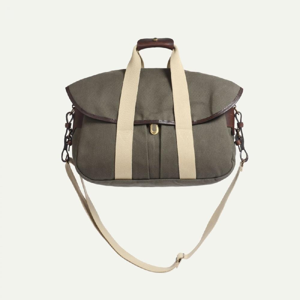 Bleu De Chauffe Sac Business Musette - Kaki - Sac Besace Avec Aménagement Pour Ordinateur Portable Homme - Sac Bandoulière Homme Made In France