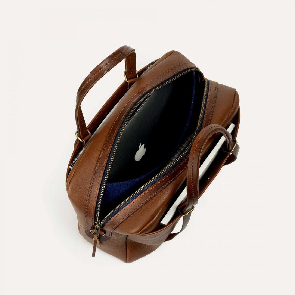 Bleu De Chauffe Sac Business Report - Cuba Libre - Sac Porte Ordinateur En Cuir Homme Fabriqué En France
