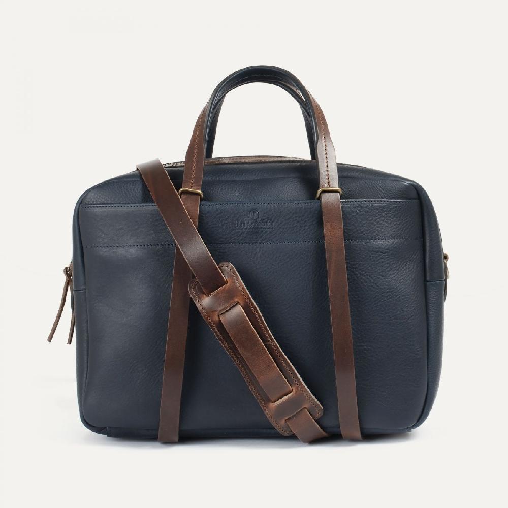 Bleu De Chauffe Sac Business Report - Marine/Pain Brûlé - Sac Porte Ordinateur Cuir Homme - Made In France