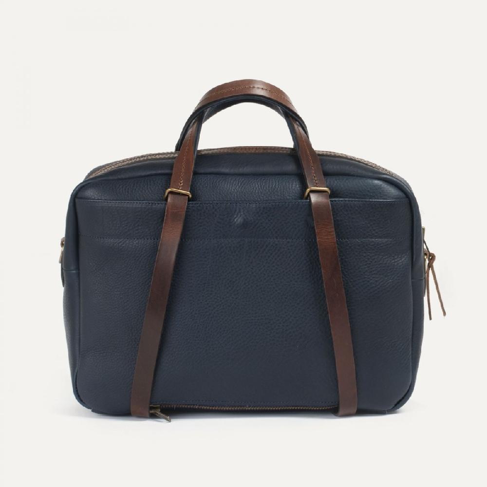 Bleu De Chauffe Sac Business Report - Marine/Pain Brûlé - Sac Porte Ordinateur Cuir Homme - Made In France