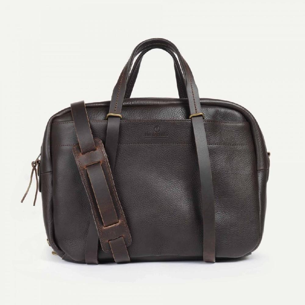 Bleu De Chauffe Sac Business Report - Marron - Sac Porte Ordinateur En Cuir Homme Fabriqué En France