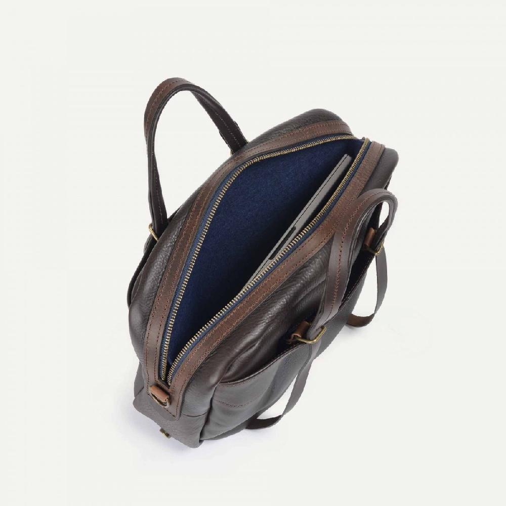 Bleu De Chauffe Sac Business Report - Marron - Sac Porte Ordinateur En Cuir Homme Fabriqué En France