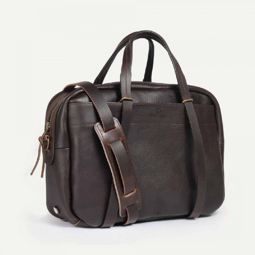 bleu de chauffe Sac business Report - Marron - Sac Porte Ordinateur en cuir Homme fabriqué en France