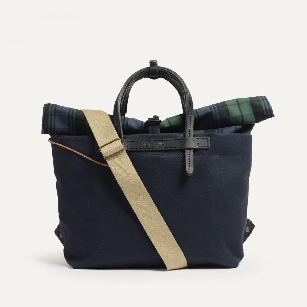 Bleu De Chauffe Sac Business Woody - Tartan Bleu Marine - Sac Besace Ordinateur Homme - Sac à Dos Ordinateur Homme