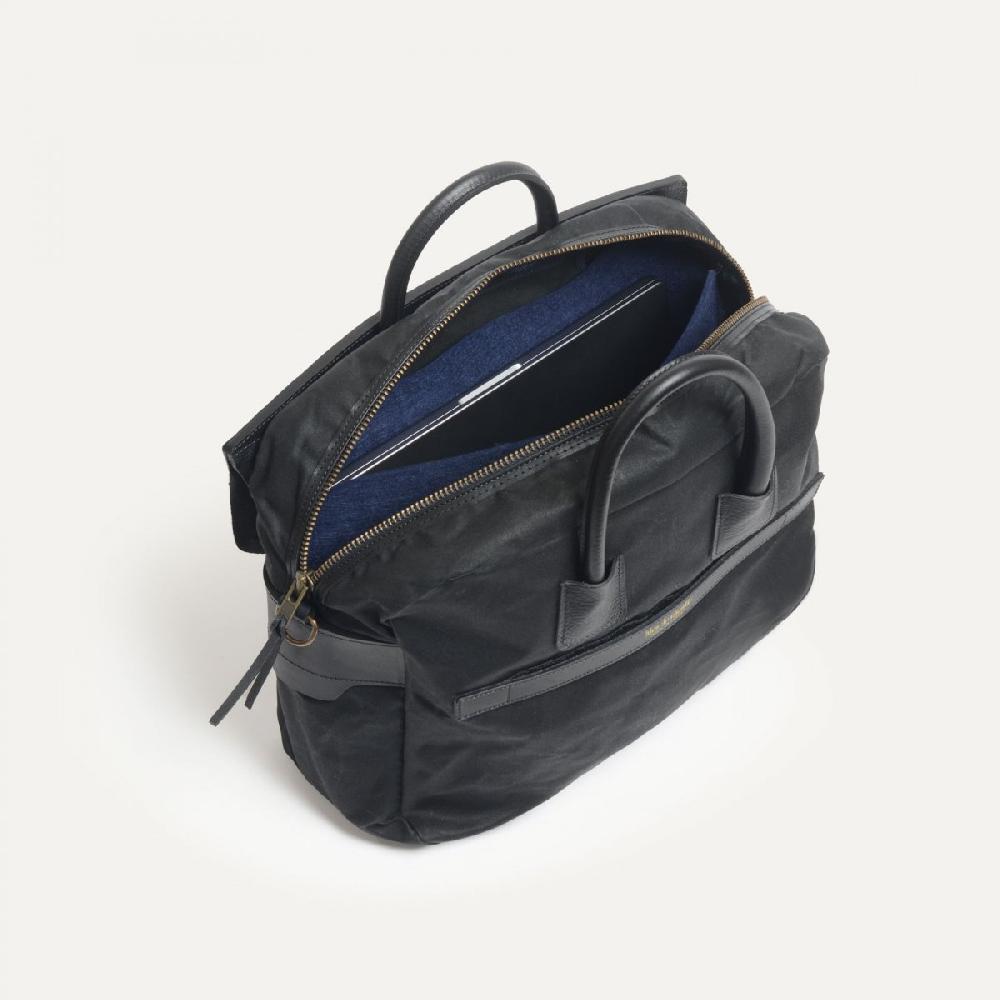 Bleu De Chauffe Sac Business Zeppo - Toile Et Cuir Noir - Sac Ordinateur Homme