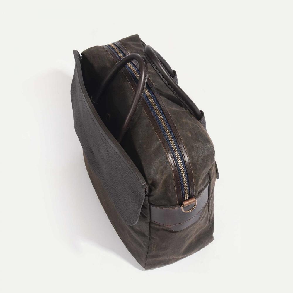 Bleu De Chauffe Sac Business Zeppo - Toile Et Cuir Olive - Sac Ordinateur Homme