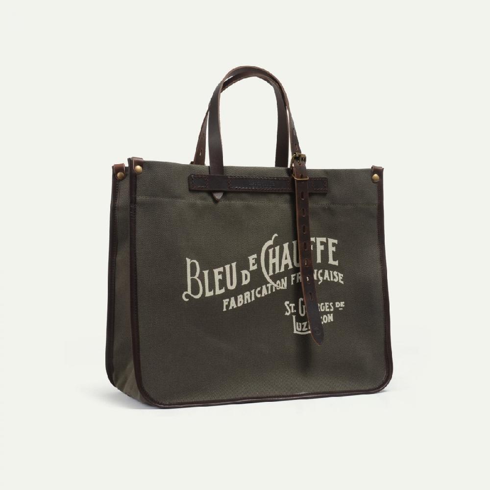Bleu De Chauffe Sac Cabas BAZAR - Kaki - Grand Cabas Fabriqué En France - Bleu De Chauffe