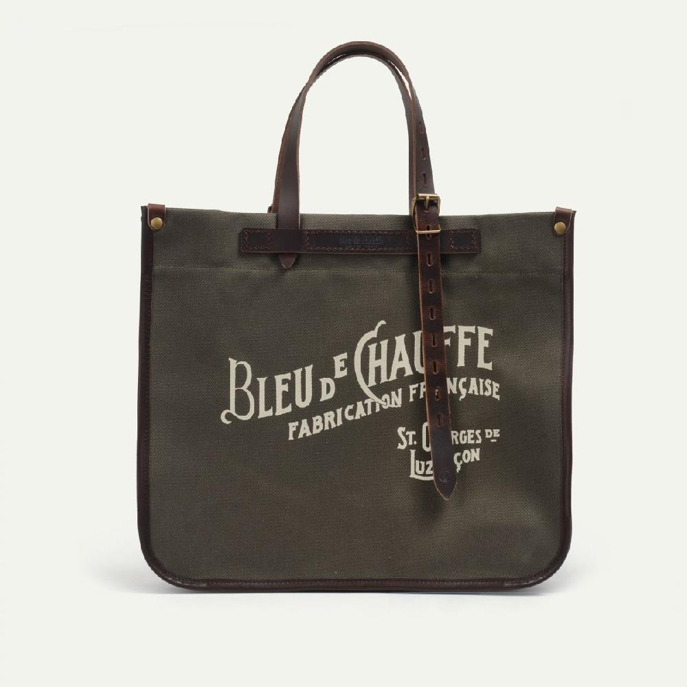 bleu de chauffe sac Cabas BAZAR - Kaki - Grand cabas fabriqué en France - Bleu de Chauffe