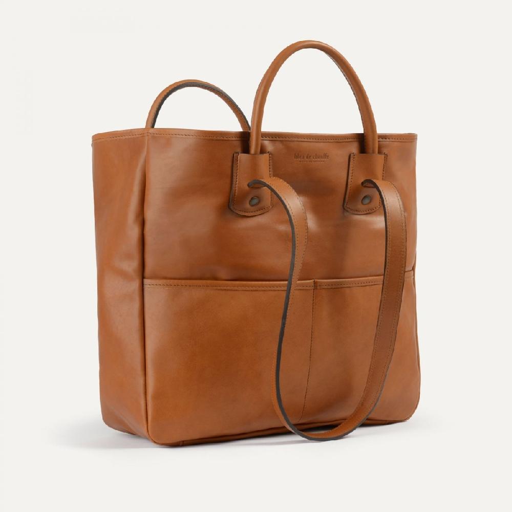 bleu de chauffe sac cabas cuir Marco - Havane - Cabas Femme Cabas Homme Made in France