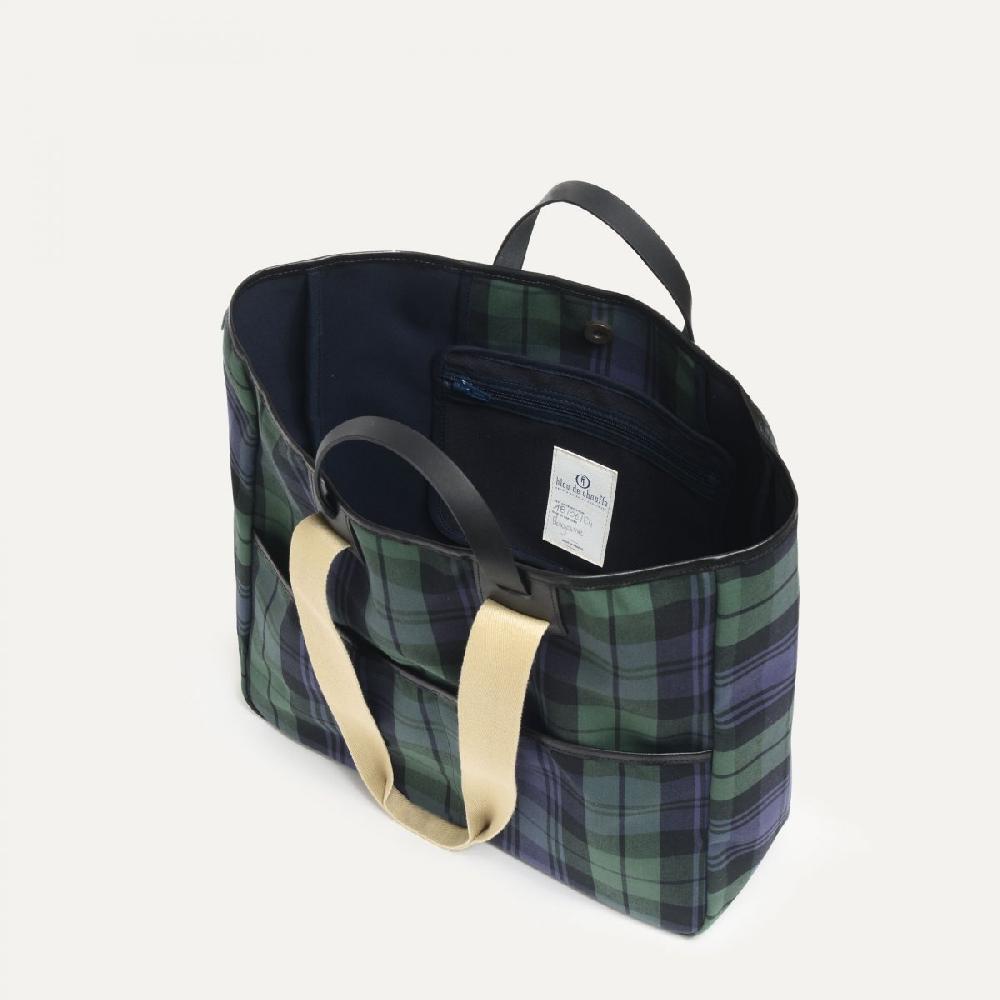 Bleu De Chauffe Sac Cabas Musette Meline - Tartan Marine - Cabas Made In France