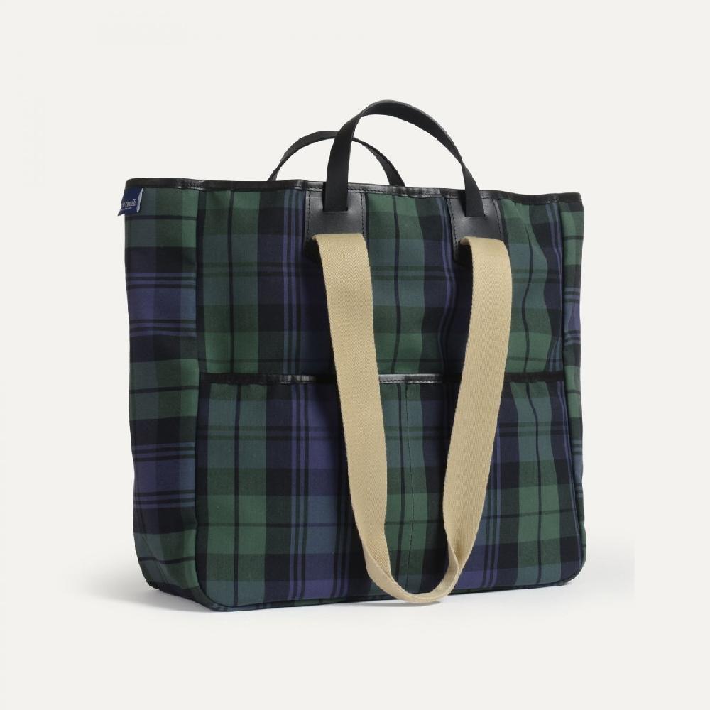bleu de chauffe Sac Cabas Musette Meline - Tartan Marine - Cabas made in France