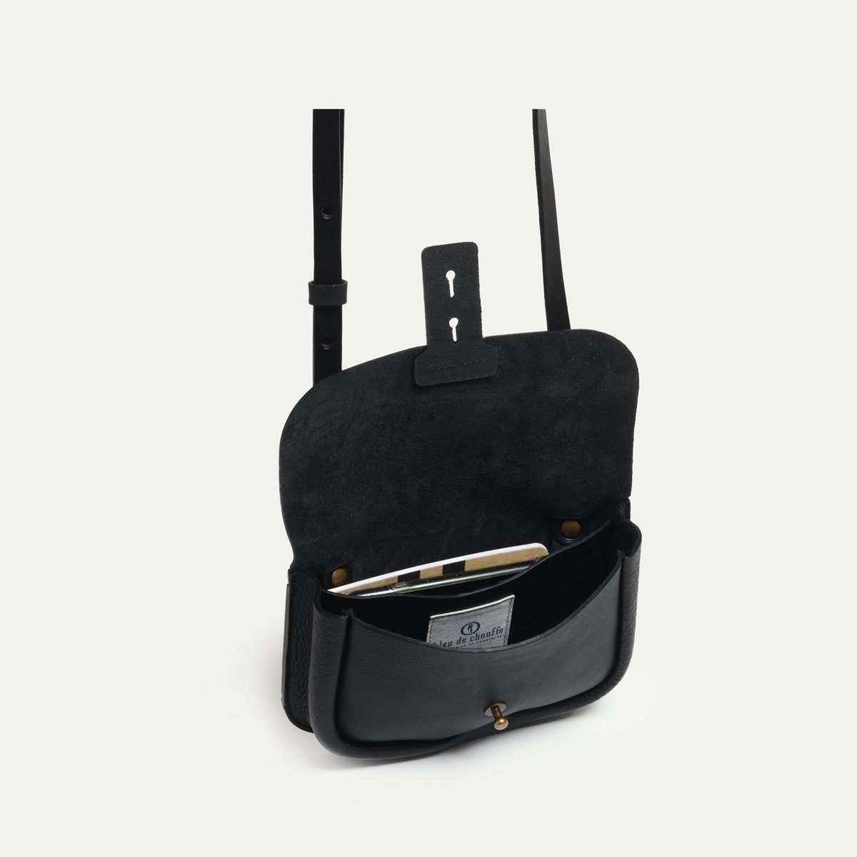 Bleu De Chauffe Sac Cartouchière Carbure - Noir - Sac Besace Cuir - Sac Bandoulière Cuir Homme - Sac à Main Cuir Femme