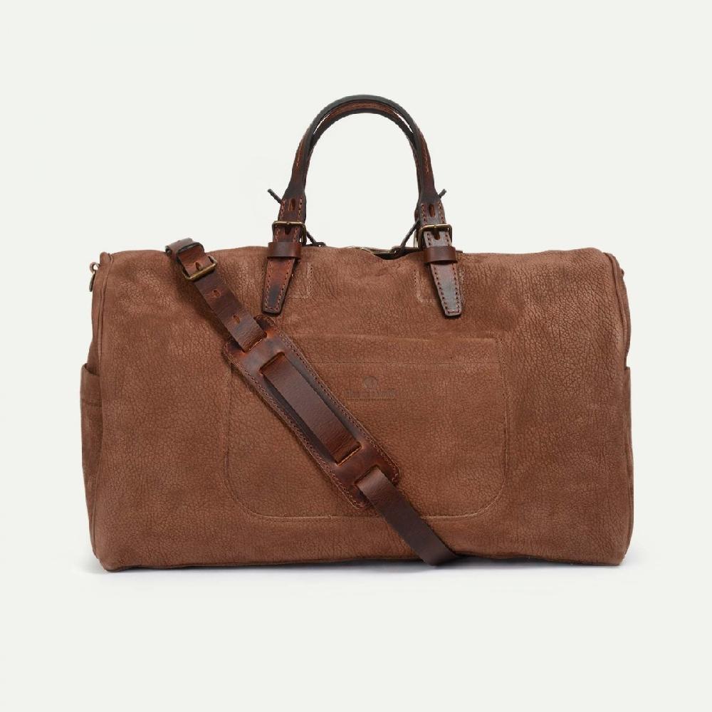 Bleu De Chauffe Sac De Voyage En Cuir Homme HOBO - Marron - Sac Weekend Tendance - Fabriqué En France