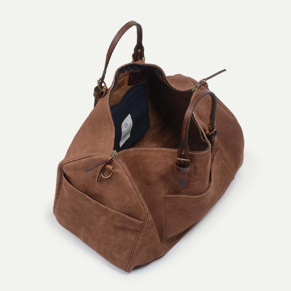 Bleu De Chauffe Sac De Voyage En Cuir Homme HOBO - Marron - Sac Weekend Tendance - Fabriqué En France