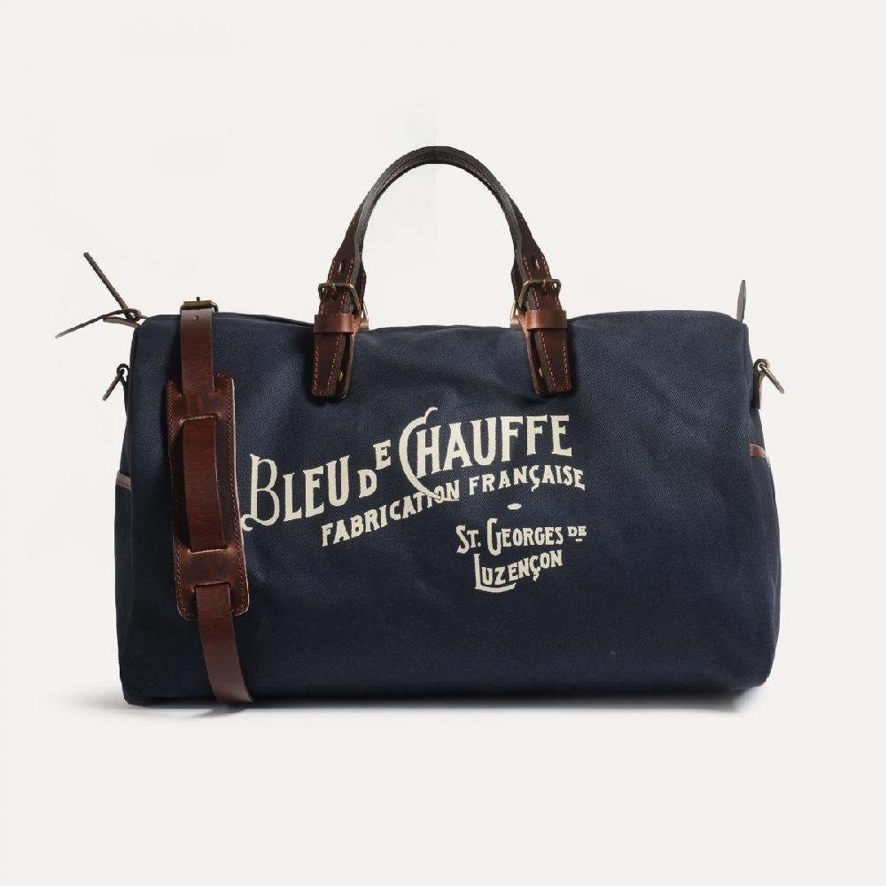 Bleu De Chauffe Sac De Voyage Toile Et Cuir HOBO - Bleu Marine - Sac Weekend Tendance - Made In France - Sac Voyage Homme Sac Voyage Femme