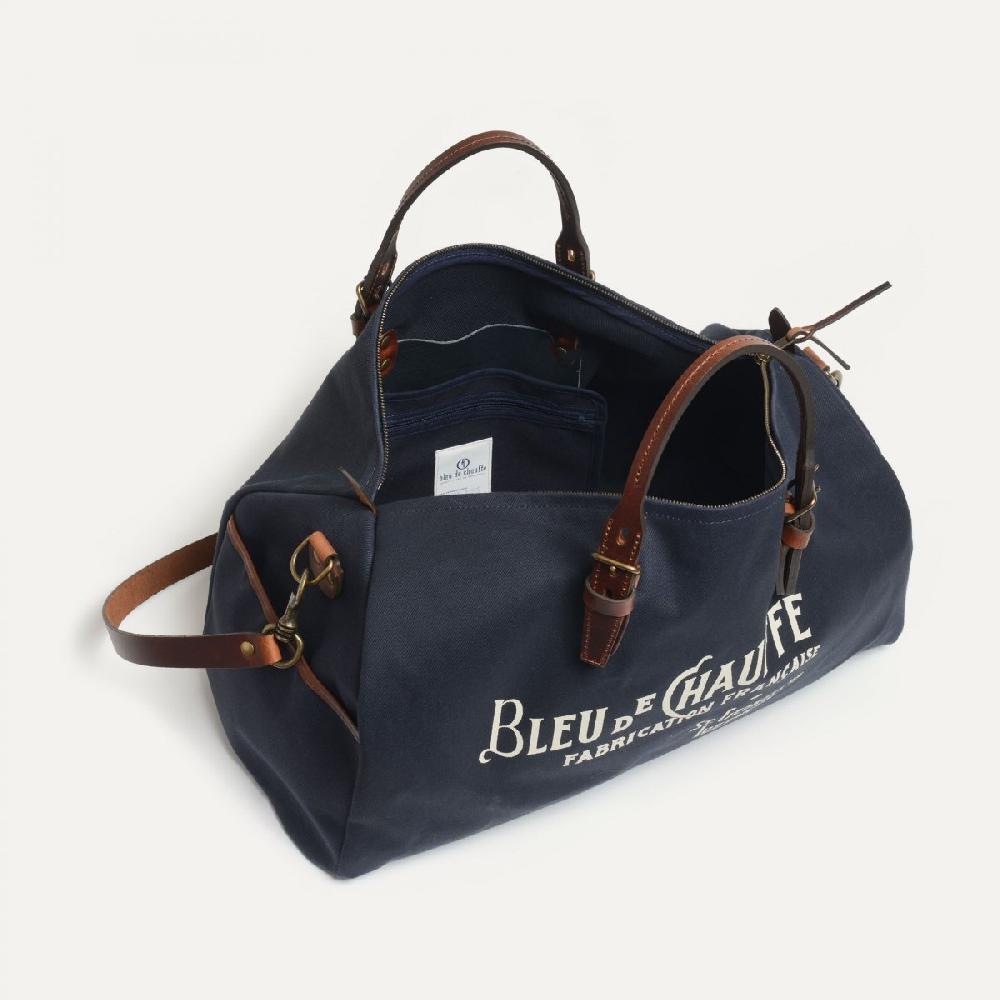 Bleu De Chauffe Sac De Voyage Toile Et Cuir HOBO - Bleu Marine - Sac Weekend Tendance - Made In France - Sac Voyage Homme Sac Voyage Femme