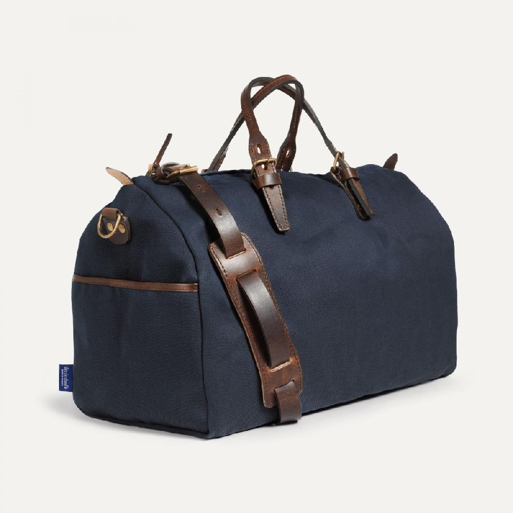bleu de chauffe Sac de voyage toile et cuir HOBO - Bleu Marine - sac weekend tendance - Made in France - sac voyage Homme sac voyage Femme