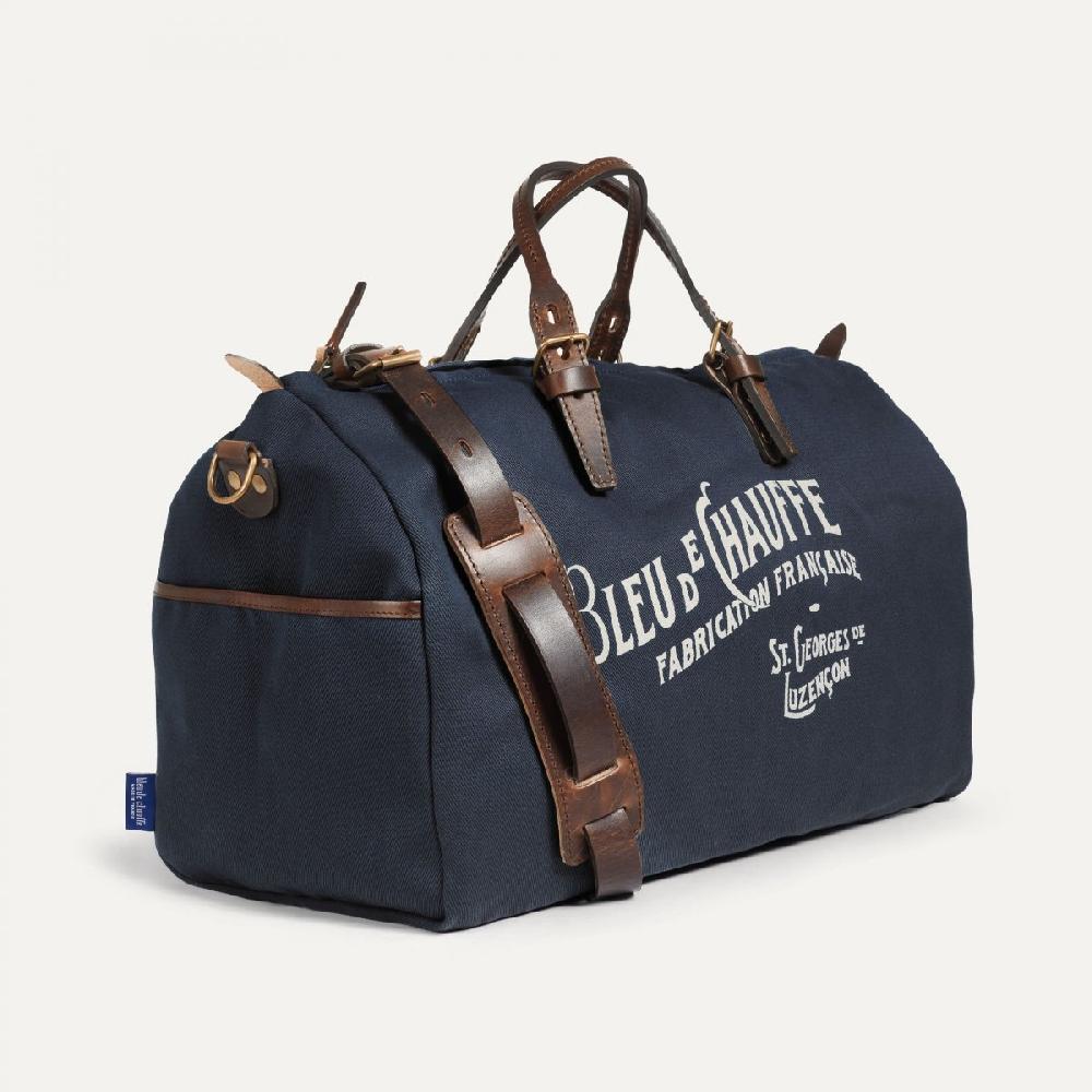 bleu de chauffe Sac de voyage toile et cuir HOBO - Bleu Marine - sac weekend tendance - Made in France - sac voyage Homme sac voyage Femme