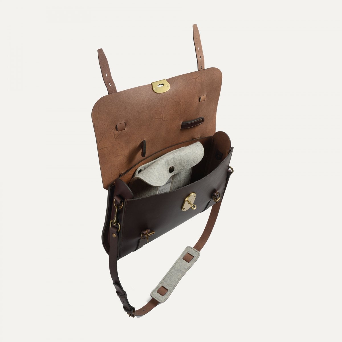 Bleu De Chauffe Sac Ecrivain Scott - Cartable En Cuir Chic Homme I Made In France