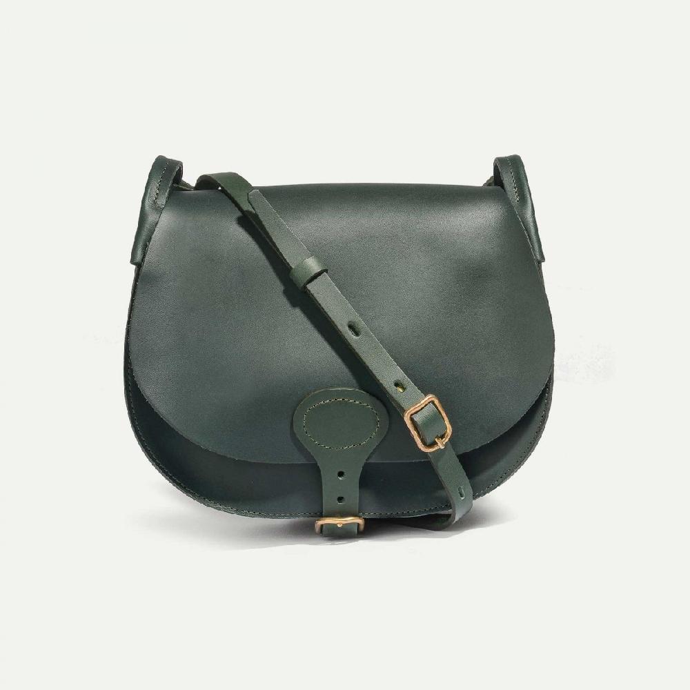 Bleu De Chauffe Sac Gibecière Diane L - Vert - Sac Besace Cuir Femme Fabriquée En France