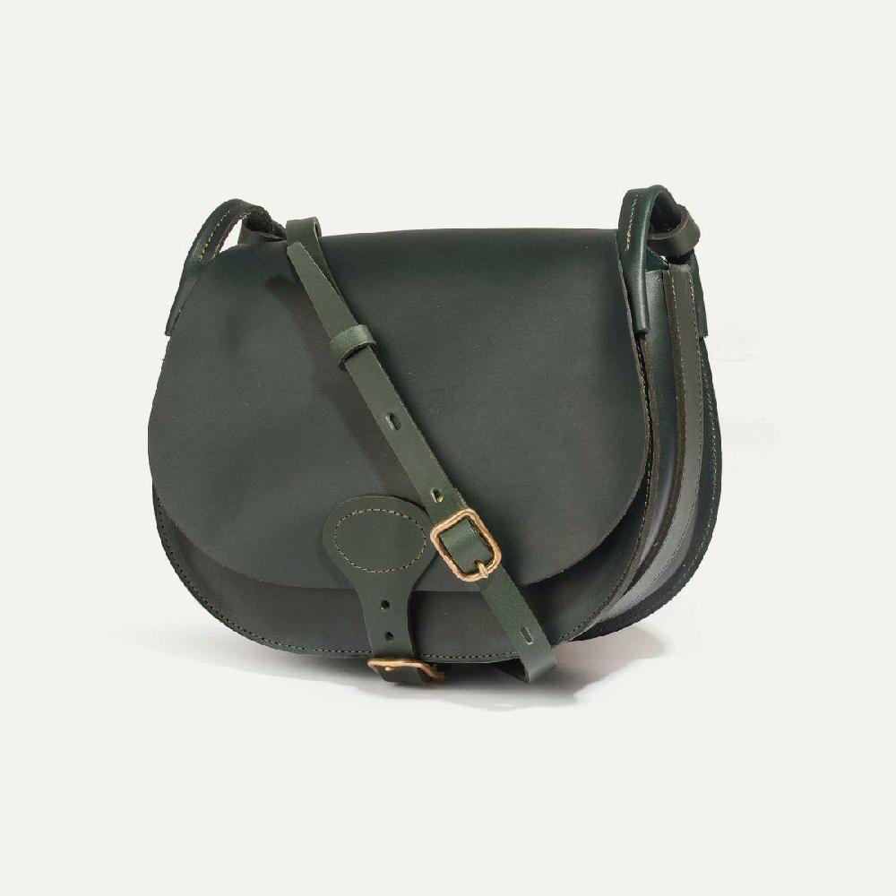 bleu de chauffe Sac Gibecière Diane L - Vert - Sac besace cuir Femme fabriquée en France