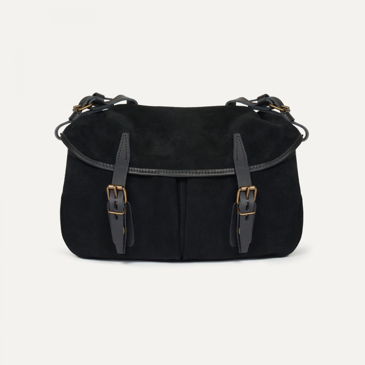 bleu de chauffe Sac Musette du Pêcheur - Noir - Sac besace cuir Homme - Sac à main cuir Femme made in France