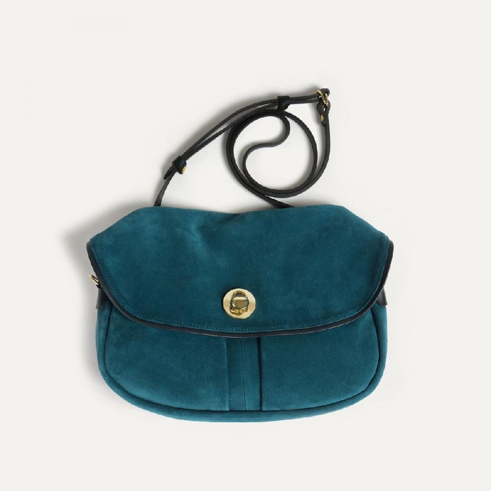Bleu De Chauffe Sac Musette S Janice - Bleu Pétrole - Sac Cuir Femme Fabriqué En France - Sac à Main Cuir Femme Bleu De Chauffe