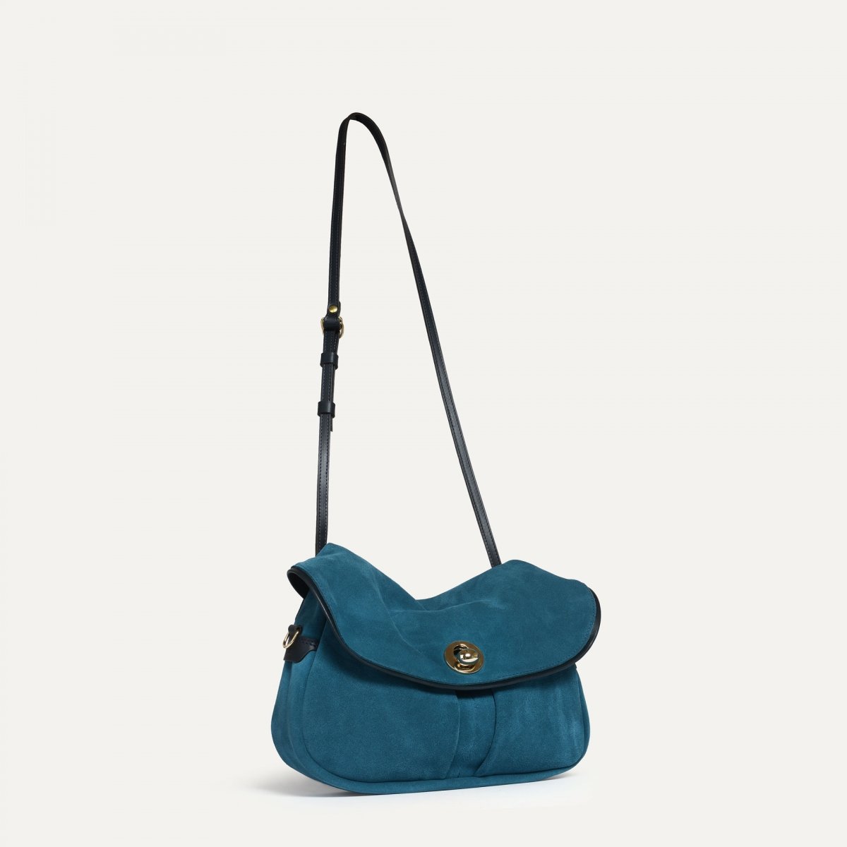 Bleu De Chauffe Sac Musette S Janice - Bleu Pétrole - Sac Cuir Femme Fabriqué En France - Sac à Main Cuir Femme Bleu De Chauffe