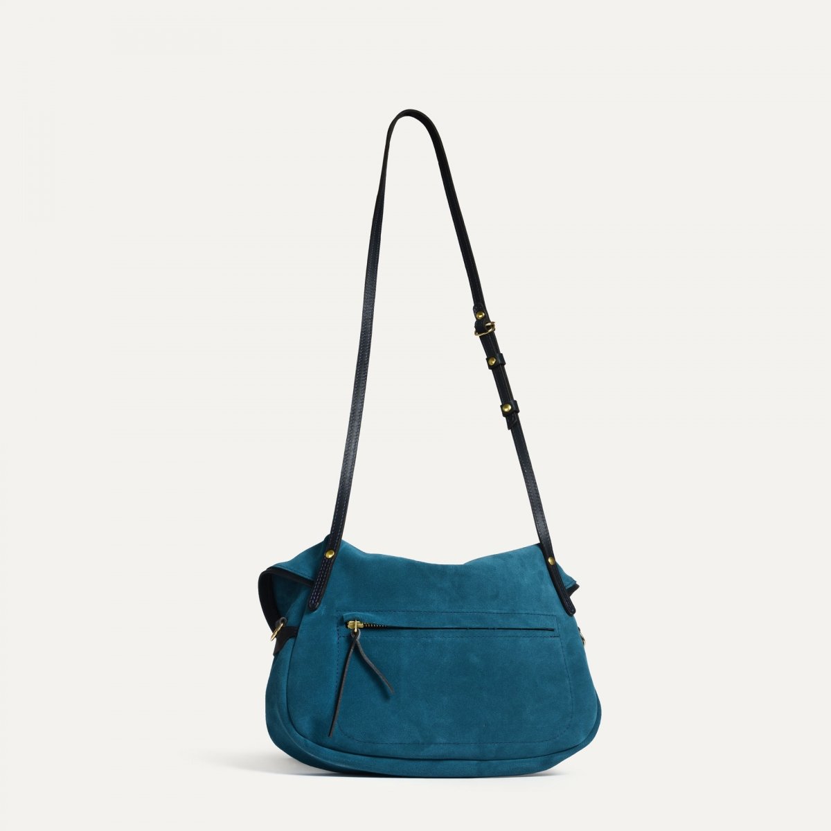 Bleu De Chauffe Sac Musette S Janice - Bleu Pétrole - Sac Cuir Femme Fabriqué En France - Sac à Main Cuir Femme Bleu De Chauffe