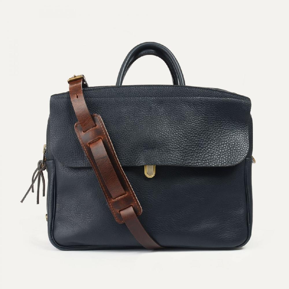 Bleu De Chauffe Sac Porte Ordinateur ZEPPO - Bleu Marine - Sac Cuir Homme Made In France