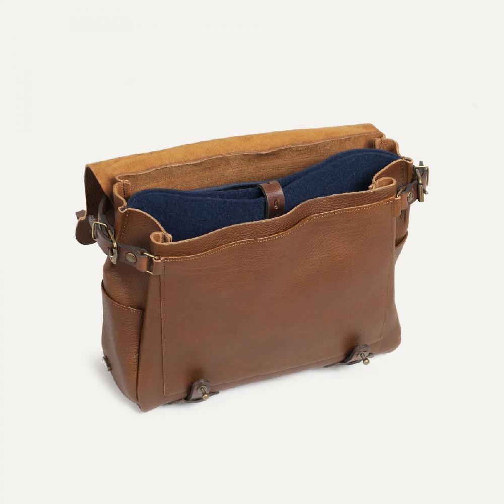 Bleu De Chauffe Sac Postier Eclair M - Cuba Libre - Sac Bandoulière Cuir - Fabriqué En France