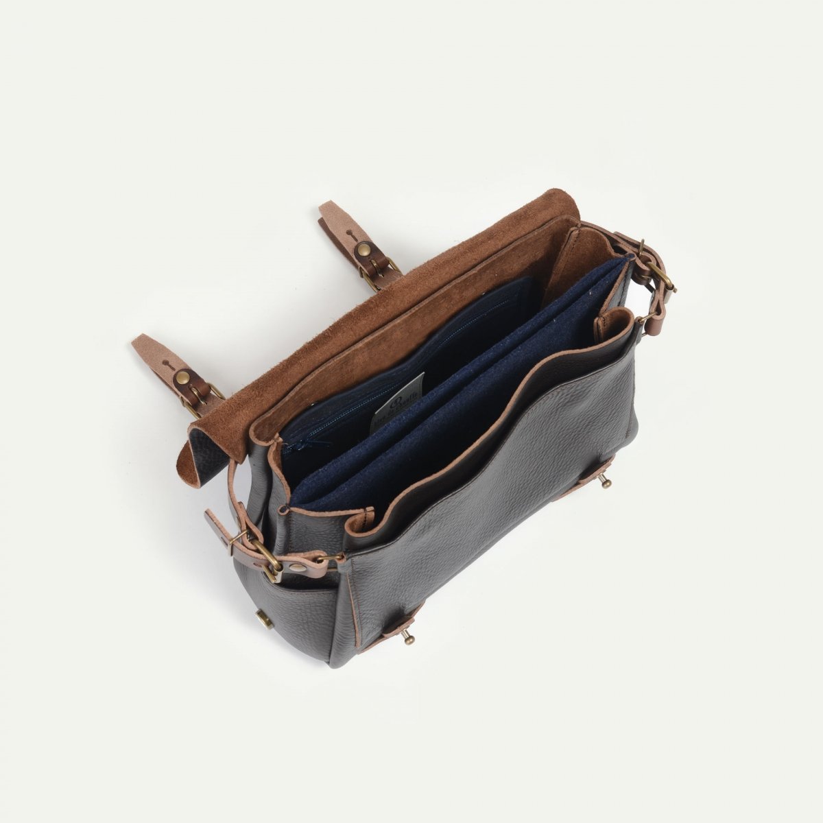 Bleu De Chauffe Sac Postier Eclair S - Marron - Sac Besace Cuir Fabriqué En France I Bleu De Chauffe