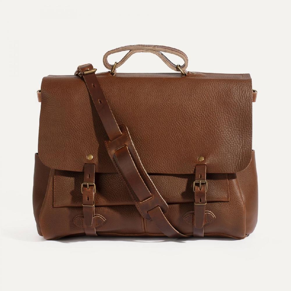 Bleu De Chauffe Sac Postier Irving 48H Marron - Sac Cartable Cuir Homme Made In France