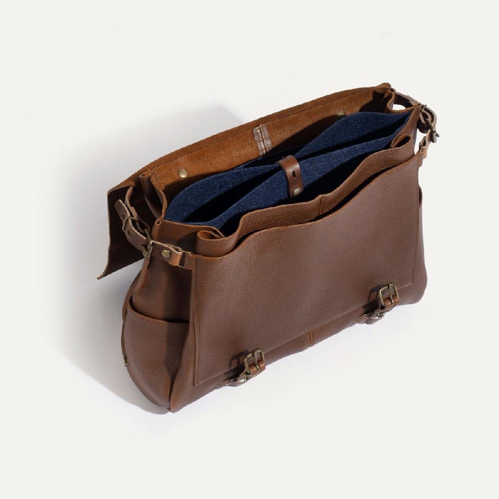 Bleu De Chauffe Sac Postier Irving 48H Marron - Sac Cartable Cuir Homme Made In France