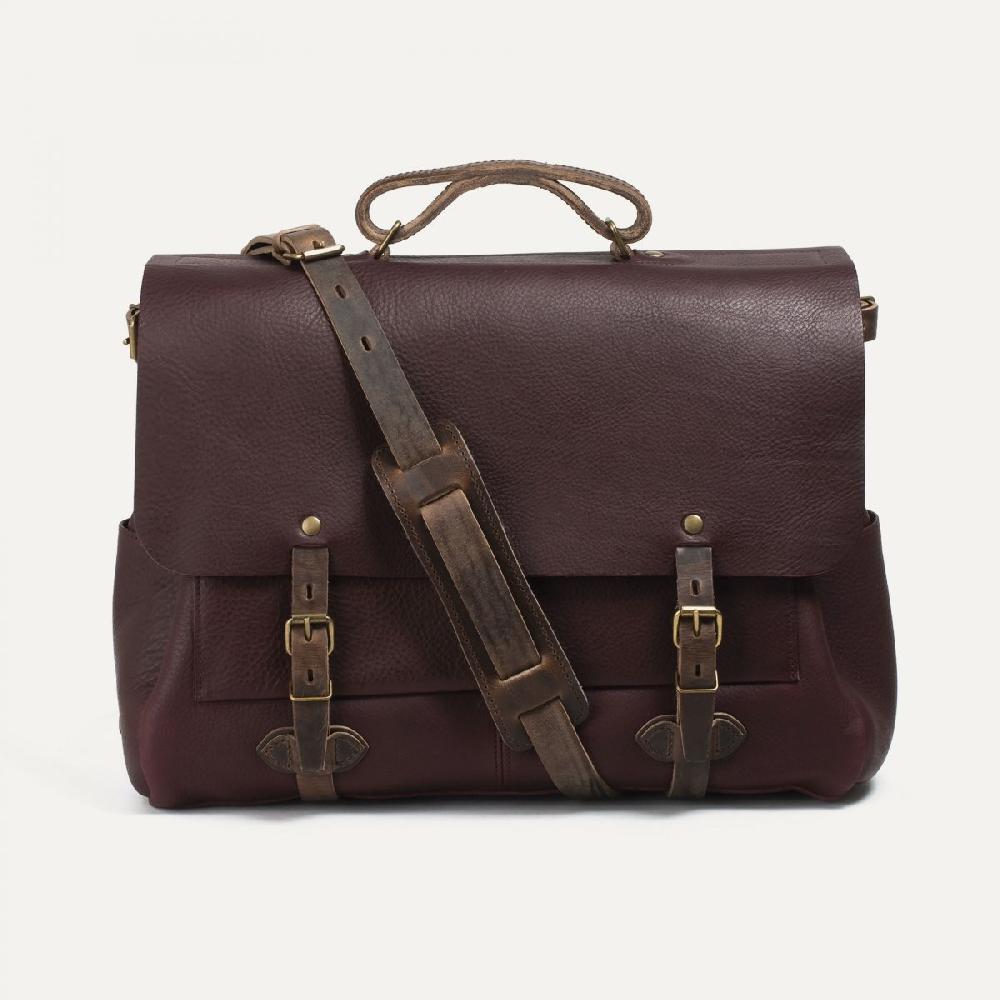 Bleu De Chauffe Sac Postier Irving 48H - Tourbe - Sac Cartable Cuir Homme Made In France