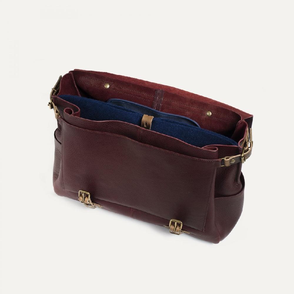 Bleu De Chauffe Sac Postier Irving 48H - Tourbe - Sac Cartable Cuir Homme Made In France