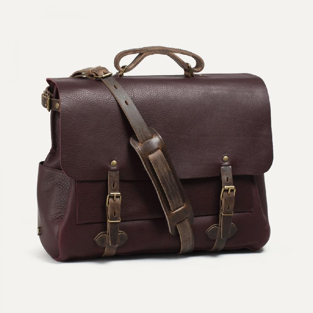 bleu de chauffe Sac Postier Irving 48H - Tourbe - Sac cartable cuir Homme Made in France