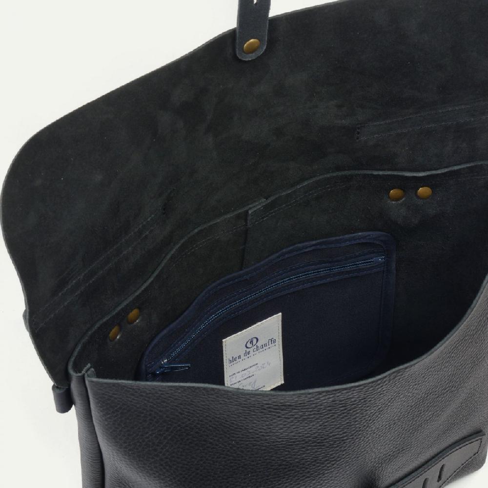 Bleu De Chauffe Sac Postier Lazard - Noir - Sac Besace Homme En Cuir - Bleu De Chauffe