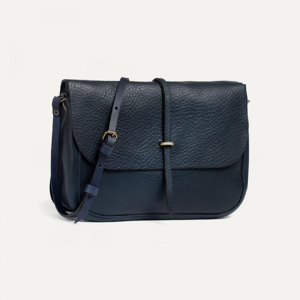 Bleu De Chauffe Sac Postier Pastel - Marine - Sac Pochette Cuir Femme Fabriquée En France
