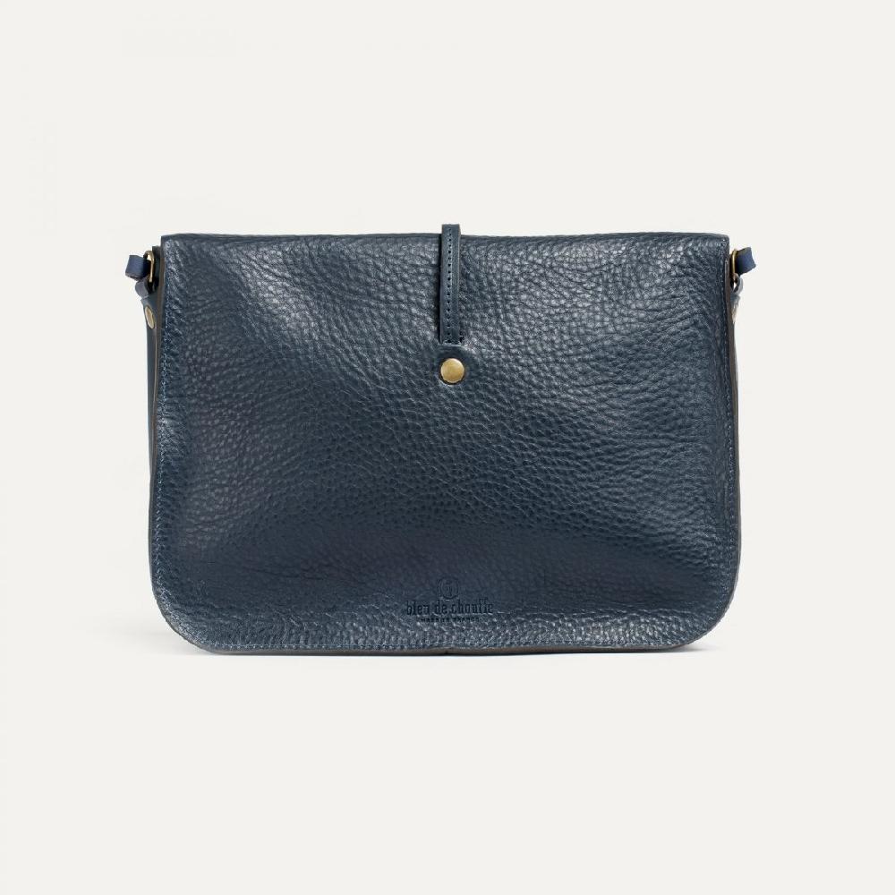 Bleu De Chauffe Sac Postier Pastel - Marine - Sac Pochette Cuir Femme Fabriquée En France