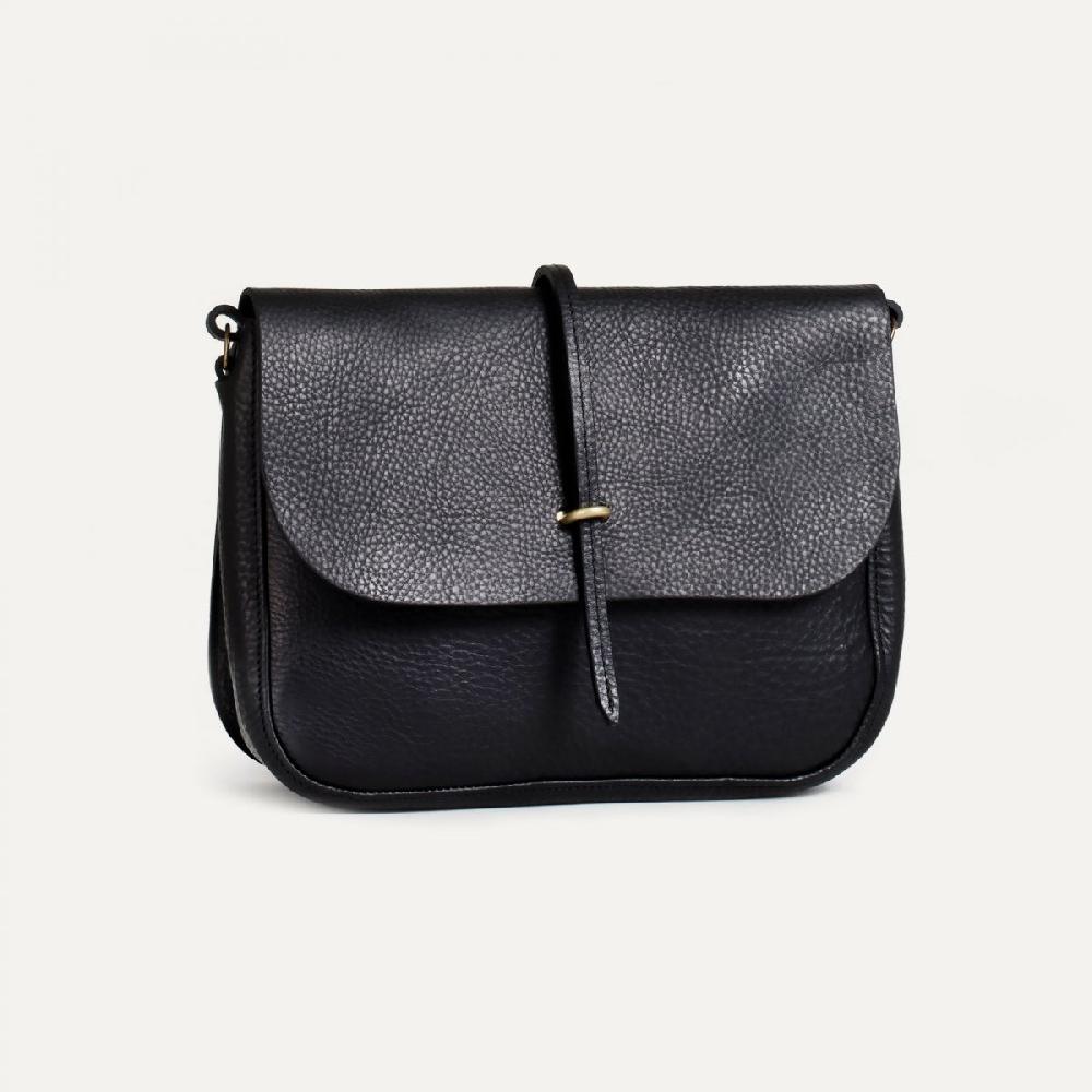 Bleu De Chauffe Sac Postier Pastel - Noir - Sac Cuir Femme Fabriqué En France