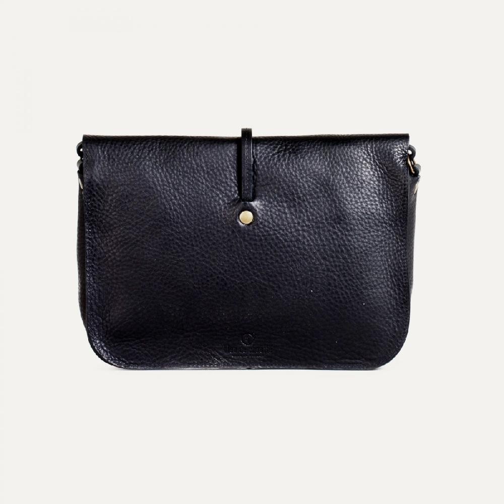 Bleu De Chauffe Sac Postier Pastel - Noir - Sac Cuir Femme Fabriqué En France