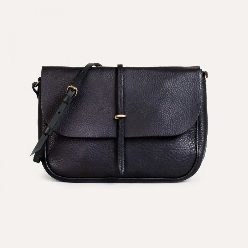 bleu de chauffe Sac postier Pastel - Noir - Sac cuir femme Fabriqué en France