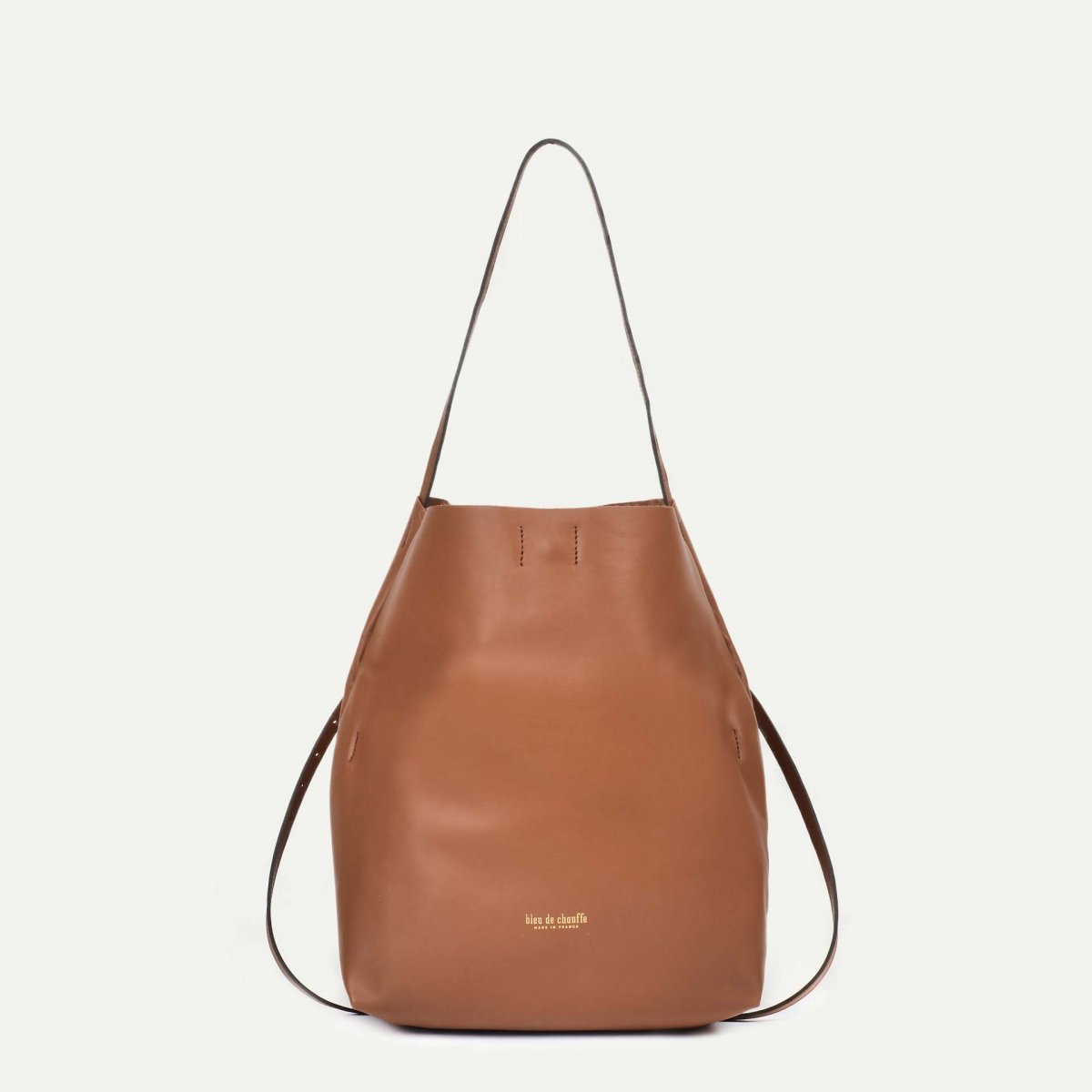 Bleu De Chauffe Sac Souple Double Porté Mission - Camel - Sac à Main Femme Made In France