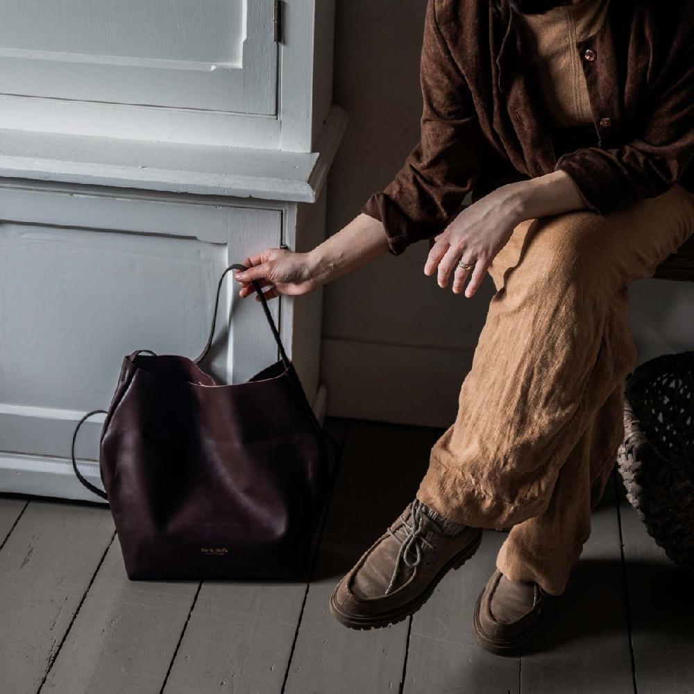 Bleu De Chauffe Sac Souple Double Porté Mission - Noir - Sac à Main Femme Made In France