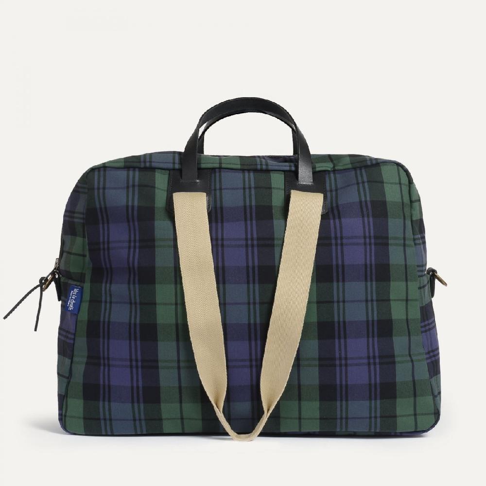 Bleu De Chauffe Sac Voyage Aviateur Missak - Tartan Bleu Marine - Bleu De Chauffe