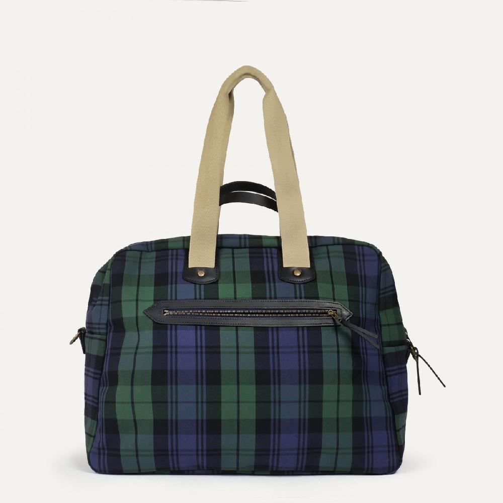 Bleu De Chauffe Sac Voyage Aviateur Missak - Tartan Bleu Marine - Bleu De Chauffe